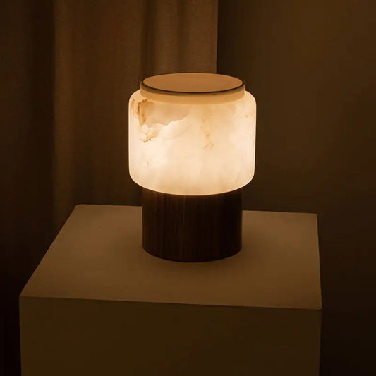 Nordic Spanish Marble Table Lamp Walnut Antique Wood Flexible Designer Portable for Bedroom Study Hotel Front Desk Villa Battery