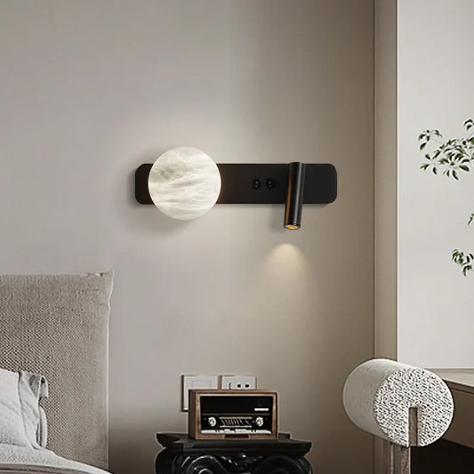 Minimalist Spanish Marble Wall Lamp with LED Retro Chinese Style Silent Medieval Design for Bedroom Bedside Indoor Application