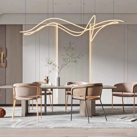 Interior Decoration Ceiling Slats High Bay Black and White Modern Custom Linear Led Pendant Lighting Chandelier