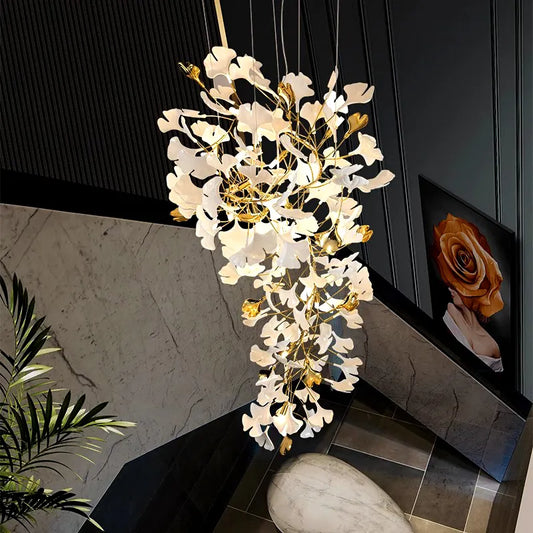 High Quality Ceramic Flower Ginkgo Shape Home Bedroom Living Room Lighting Chandelier Light Fixture