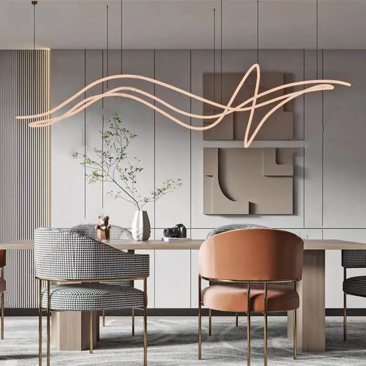 Interior Decoration Ceiling Slats High Bay Black and White Modern Custom Linear Led Pendant Lighting Chandelier