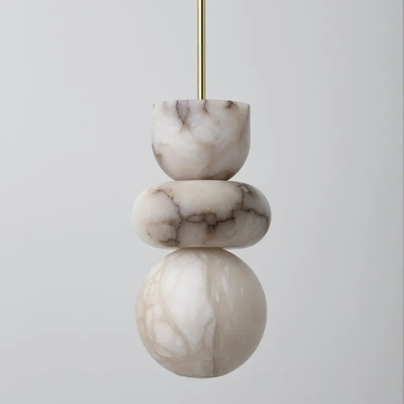 Luxury Modern Nordic Designer Bar Chandelier All Copper Marble Alabaster Hanging Bedroom Master Bedside Pendant Lamp