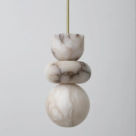 Luxury Modern Nordic Designer Bar Chandelier All Copper Marble Alabaster Hanging Bedroom Master Bedside Pendant Lamp