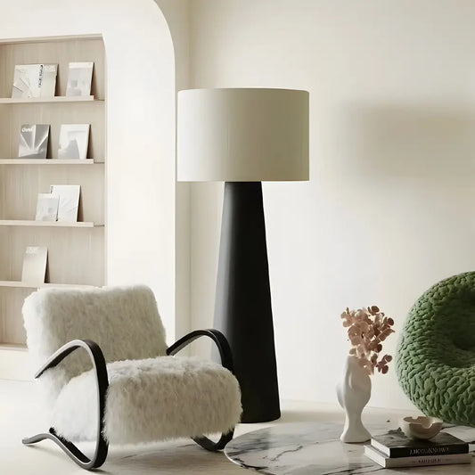 Italian Normcore Wabi-Sabi Style LED Floor Lamp High-End French Design Fabric Shade Iron Body for Modern Living Room Bedroom