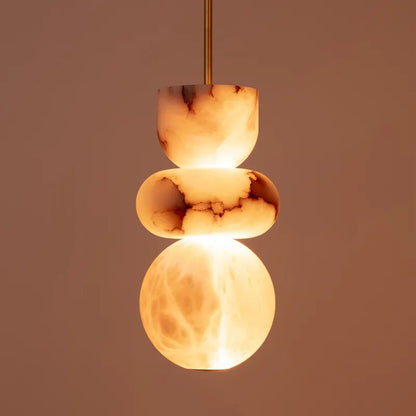 Luxury Modern Nordic Designer Bar Chandelier All Copper Marble Alabaster Hanging Bedroom Master Bedside Pendant Lamp