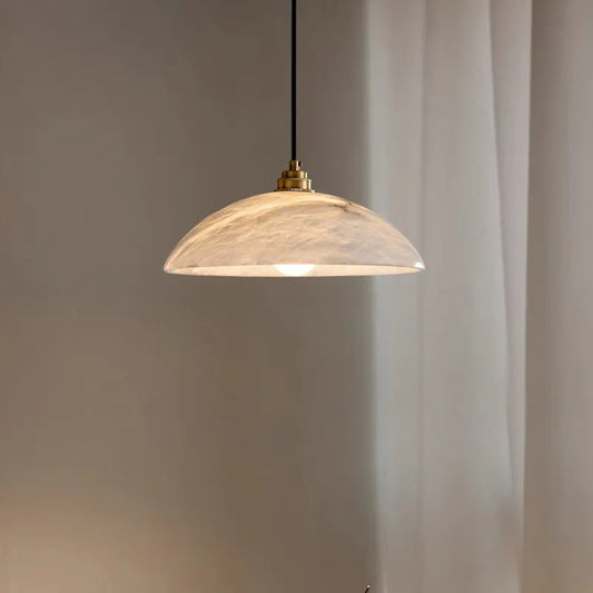 Luxury Alabaster Dining Table Living Room Bar Chandelier D30cm Marble All Copper Pendant Lamp